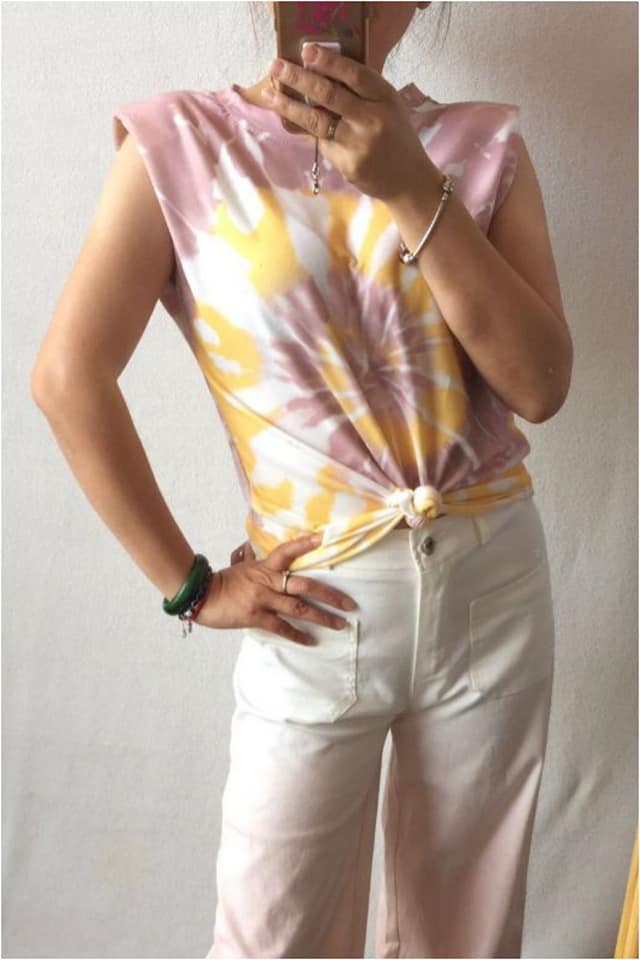 Camiseta mujer Tie-Dye con hombreras - Imagen 3