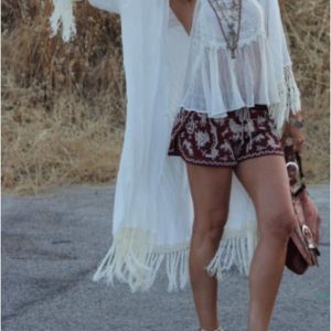 Kimono largo mujer con flecos