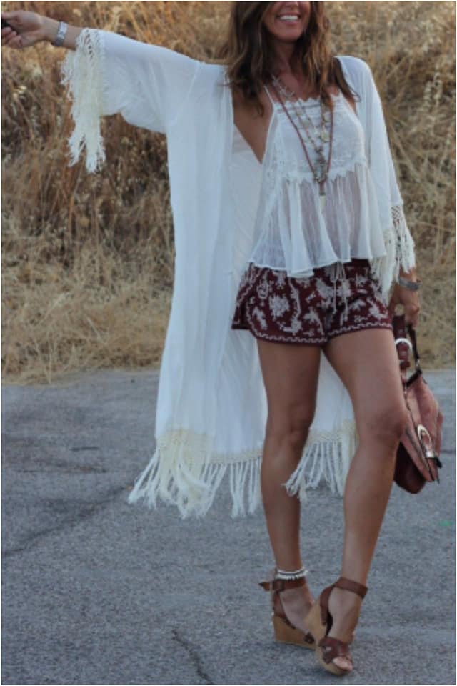 Kimono largo mujer con flecos - Imagen 2