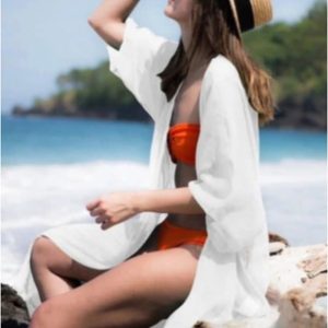 Kimono mujer semitransparente largo