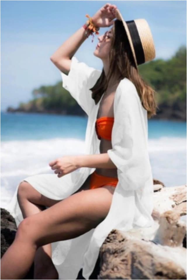 Kimono mujer semitransparente largo - Imagen 2