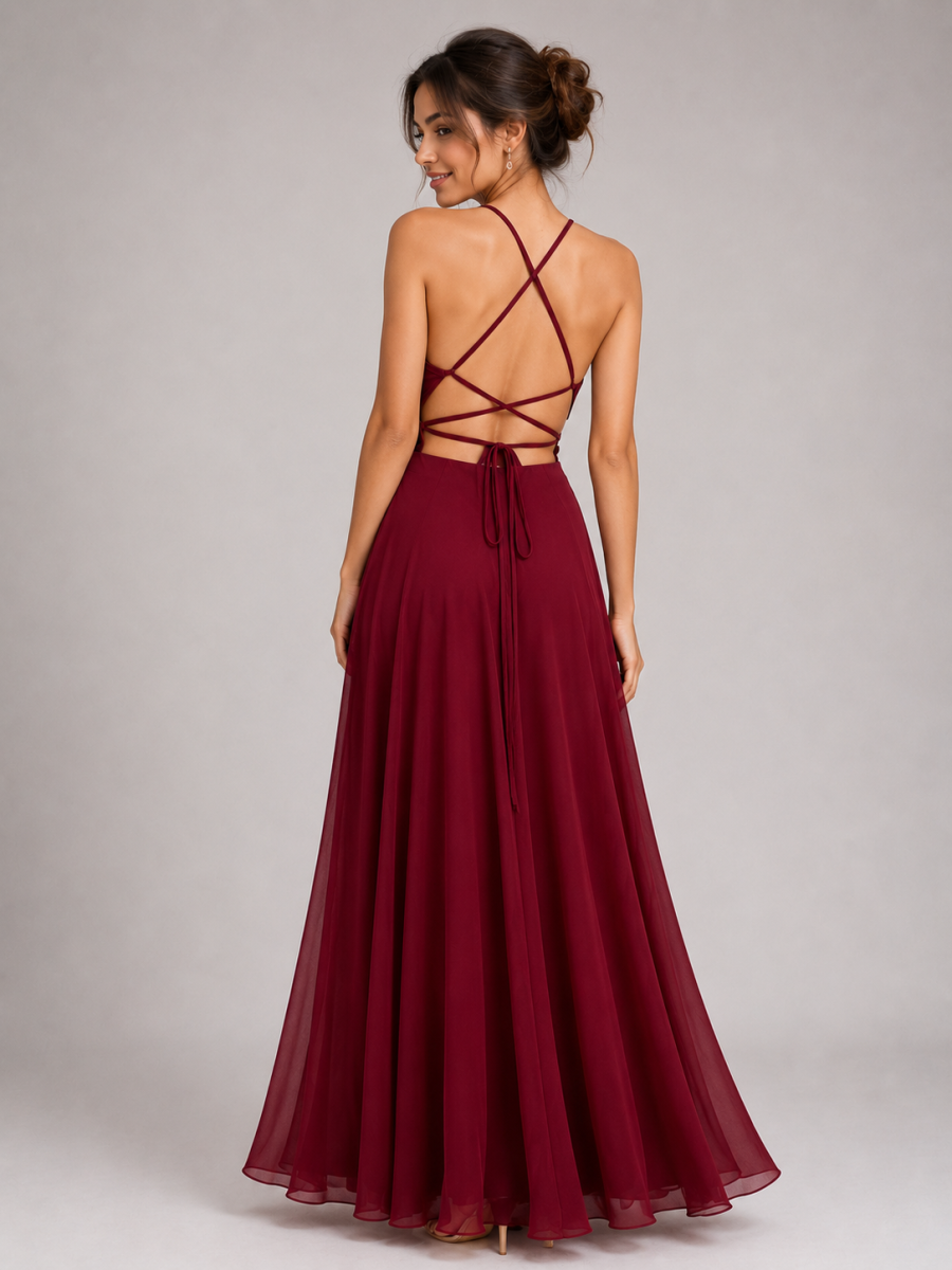Vestido Gasa Espalda Cruzada - Imagen 5