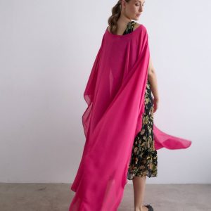 Capa de crepe larga rosa