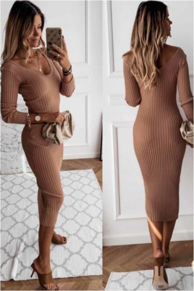 Vestido mujer de punto canalé