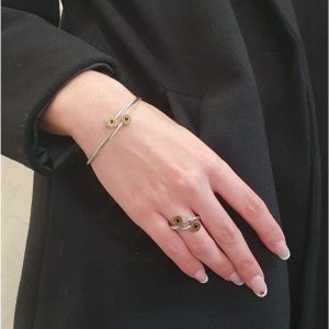 Conjunto mujer anillo pulsera de acero 3