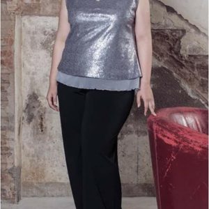 Top mujer lentejuelas plateadas