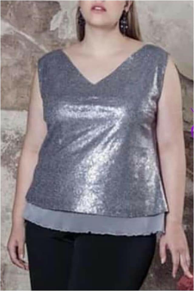Top mujer lentejuelas plateadas - Imagen 3