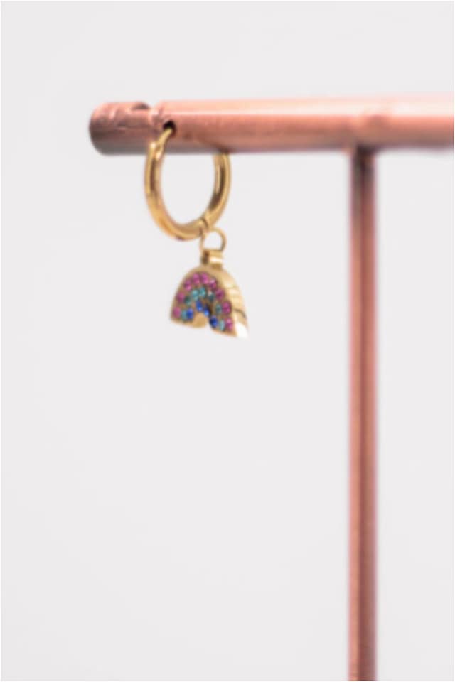 Pendientes mujer acero dorado arcoiris - Imagen 3