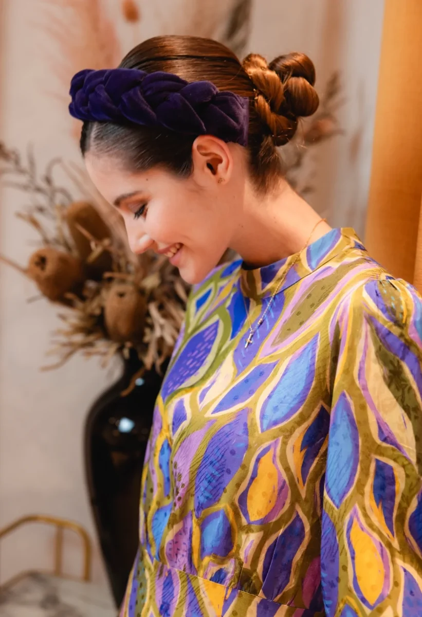 Diadema Infanta terciopelo morada - Imagen 4