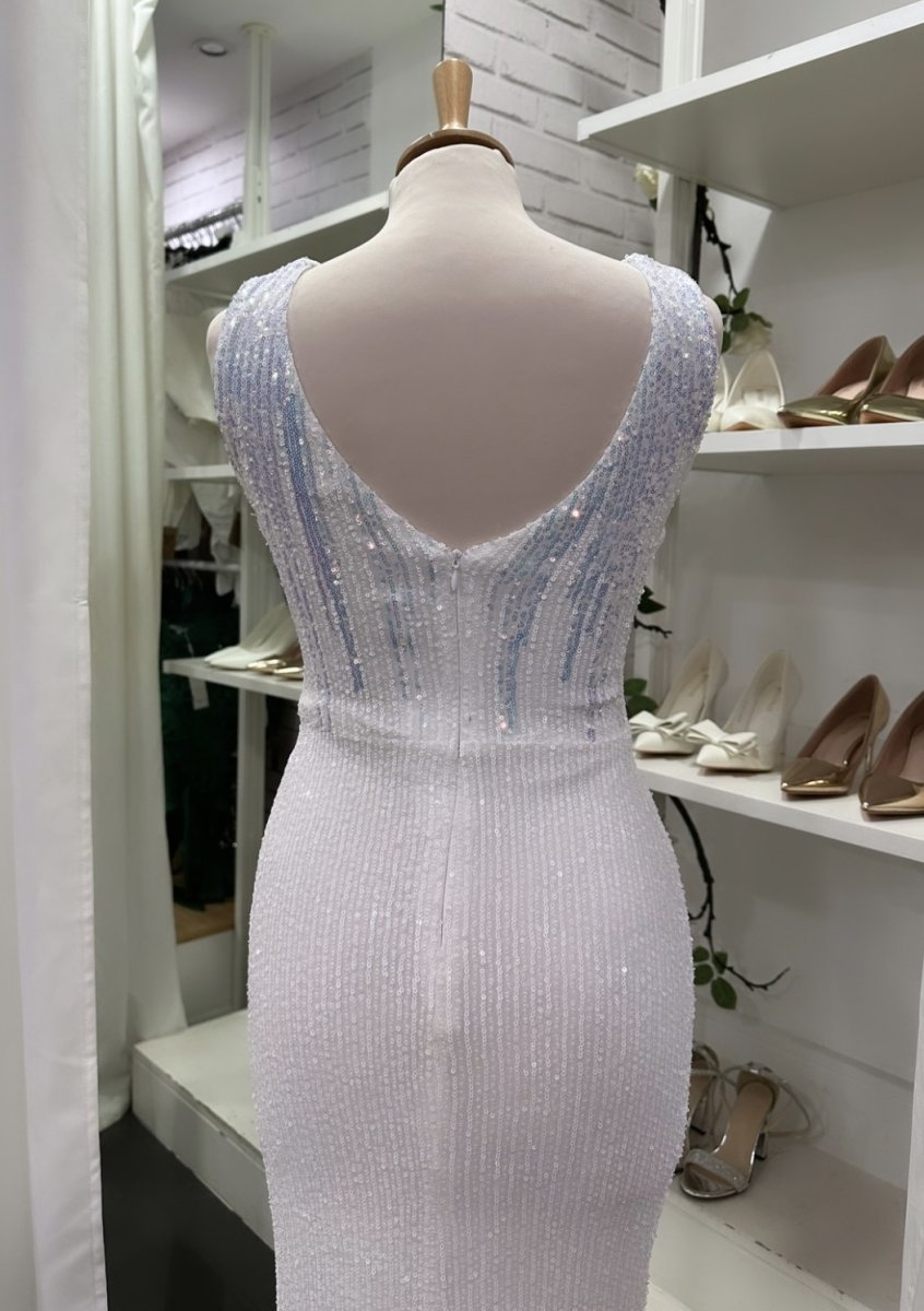 Vestido Novia Lentejuelas Cruzado - Imagen 4