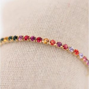 Pulsera ACERO dorado con cristales multicolor