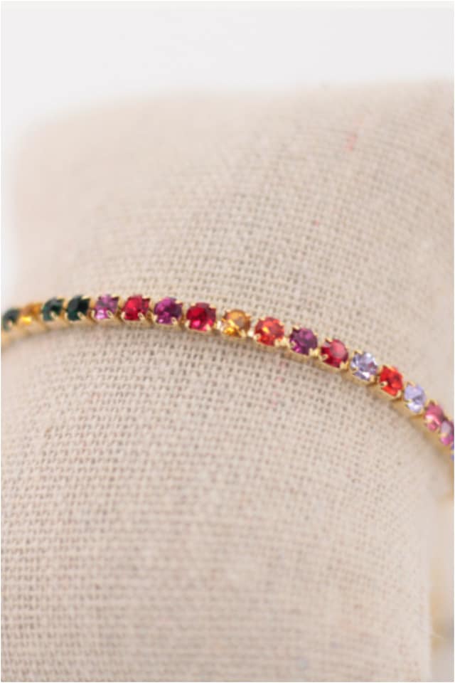 Pulsera ACERO dorado con cristales multicolor - Imagen 2