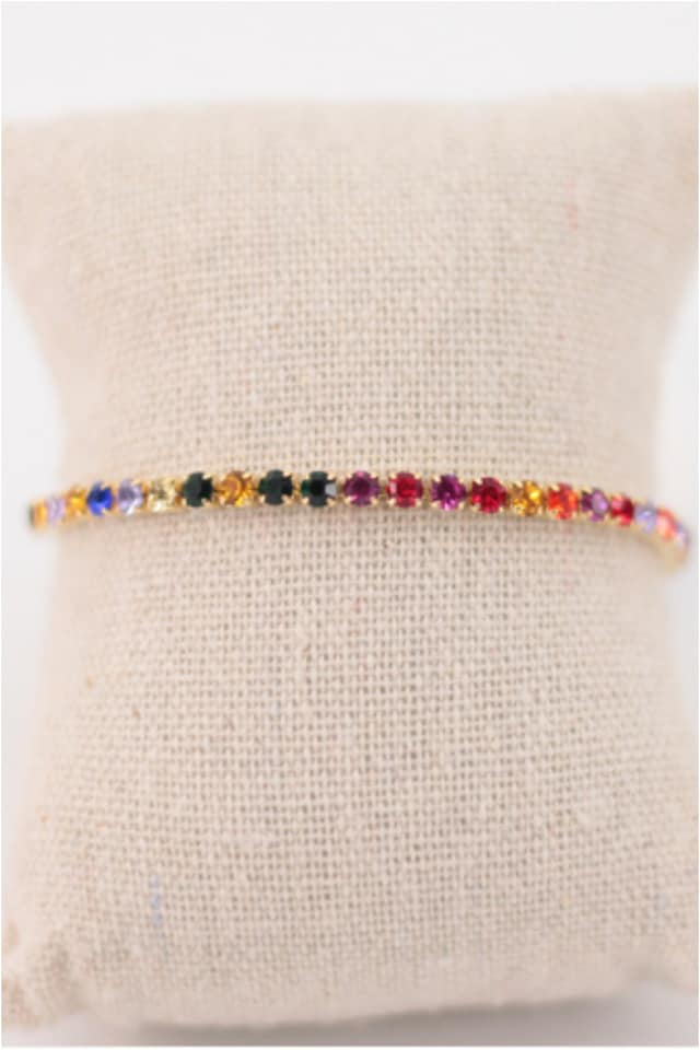 Pulsera ACERO dorado con cristales multicolor - Imagen 3