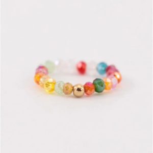 ANILLO ACERO AJUSTABLE CRISTALES COLORES