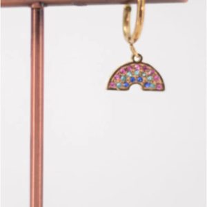 Pendientes mujer acero dorado arcoiris