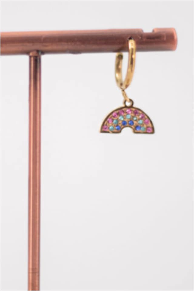 Pendientes mujer acero dorado arcoiris - Imagen 2