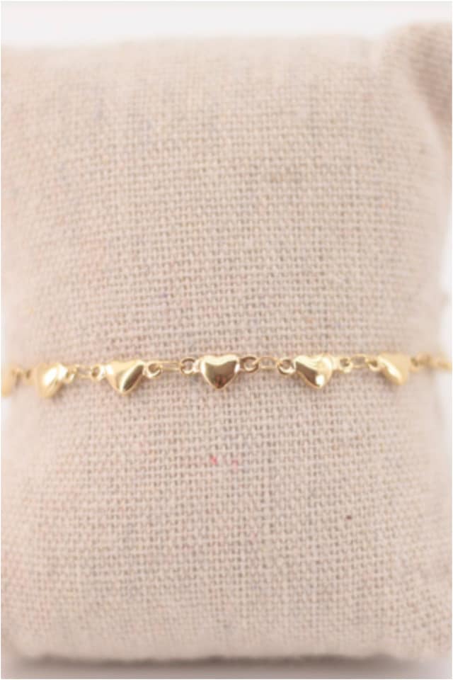 Pulsera mujer acero dorado corazones - Imagen 3