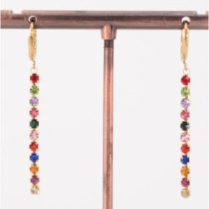 Pendientes mujer acero dorado y cristales
