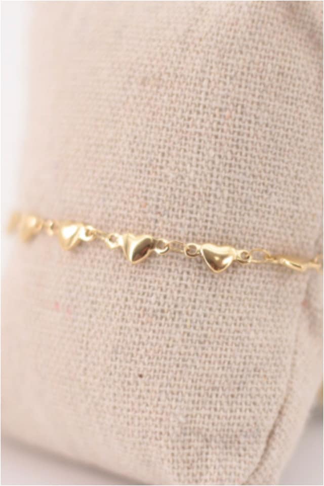 Pulsera mujer acero dorado corazones