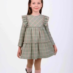 Vestido niña de cuadros verde con volantes – Nekenia