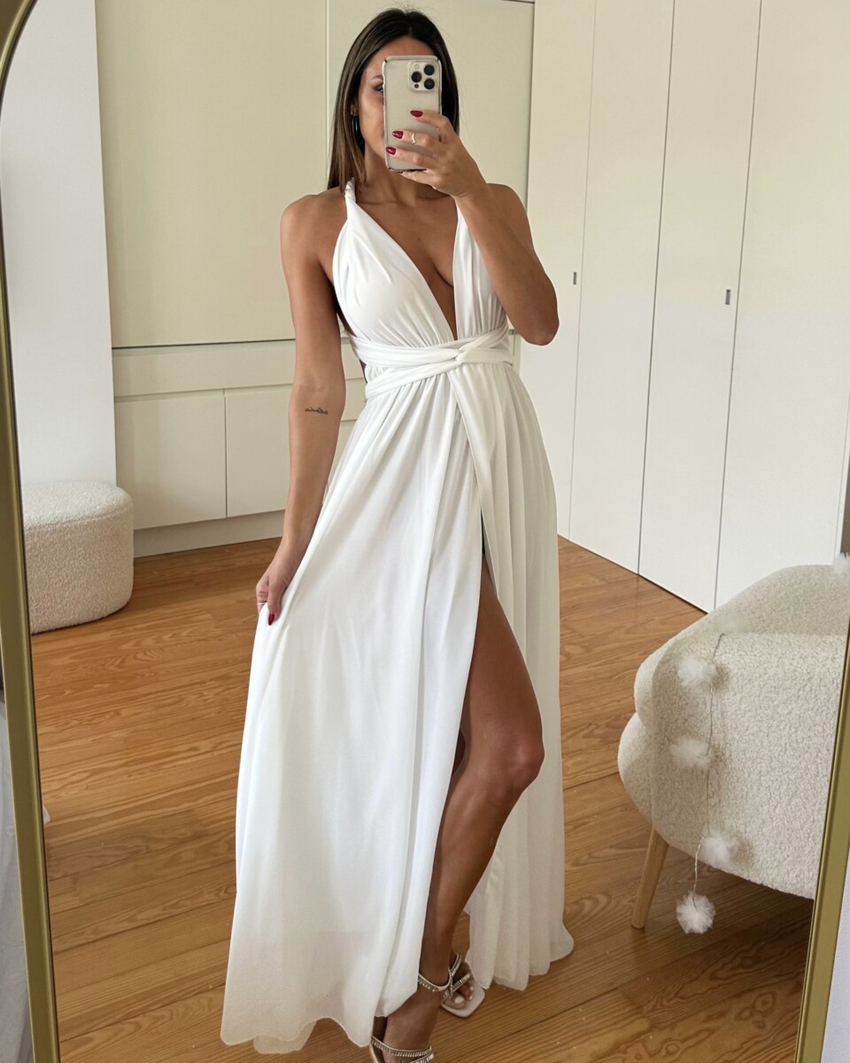 Vestido Multiposición Gasa Abertura Novia - Imagen 7