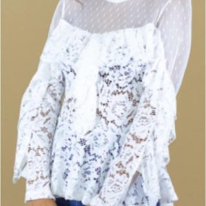 Blusa mujer con encaje y plumeti