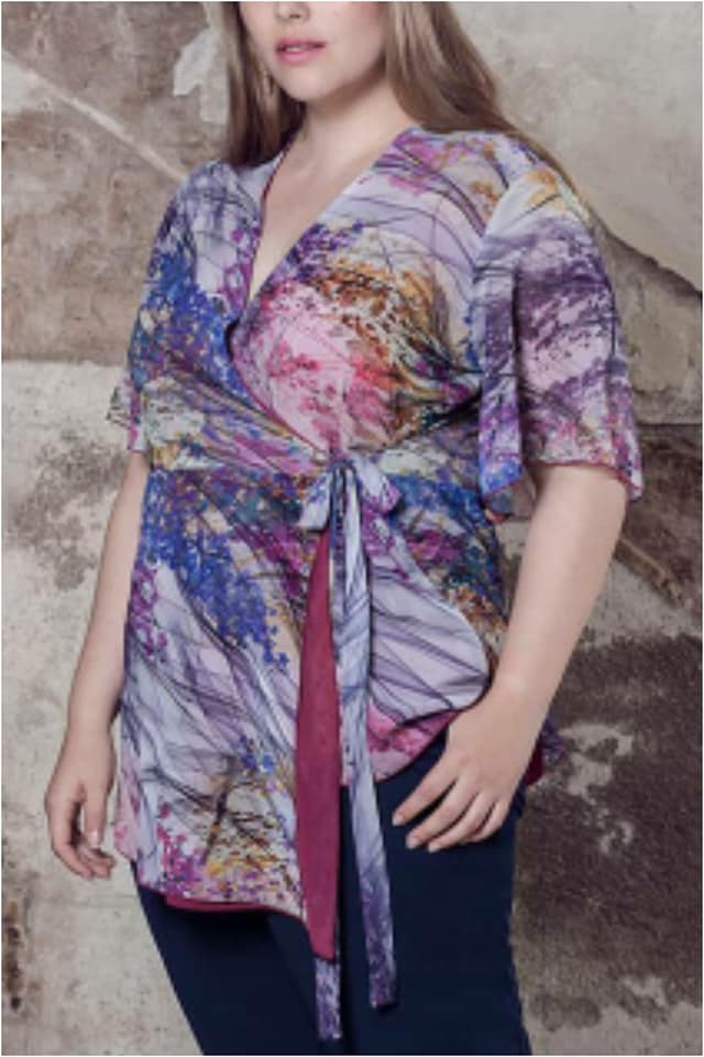 Blusa mujer cruzada estampada talla grande - Imagen 2