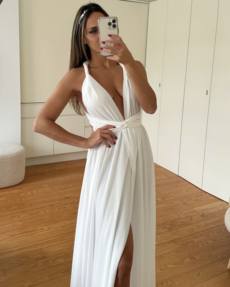 Vestido Multiposición Gasa Abertura Novia - Imagen 8