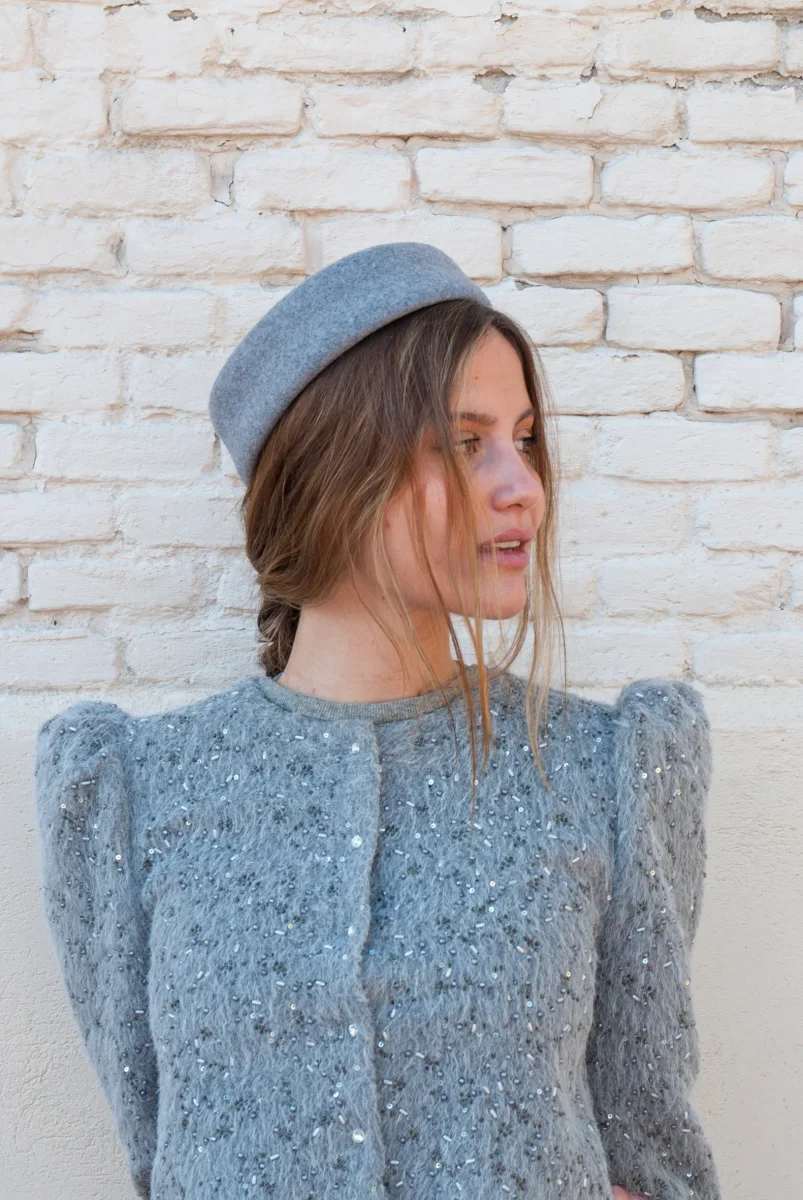 Tocado Casquete Jackie mini gris - Imagen 6