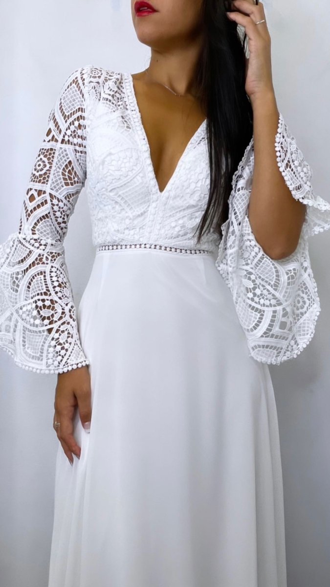 Vestido Ibiza Mangas Volante Novia - Imagen 4