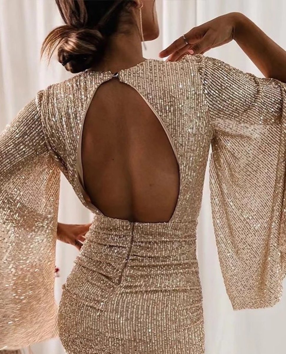 Vestido Lentejuelas Mangas Abiertas - Imagen 4