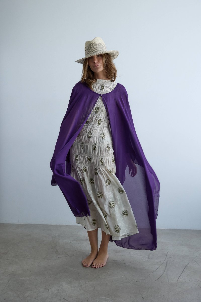 Capa de crepe larga morado - Imagen 3