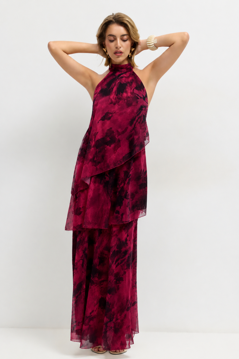 Vestido Halter Gasa Estampado - Imagen 4