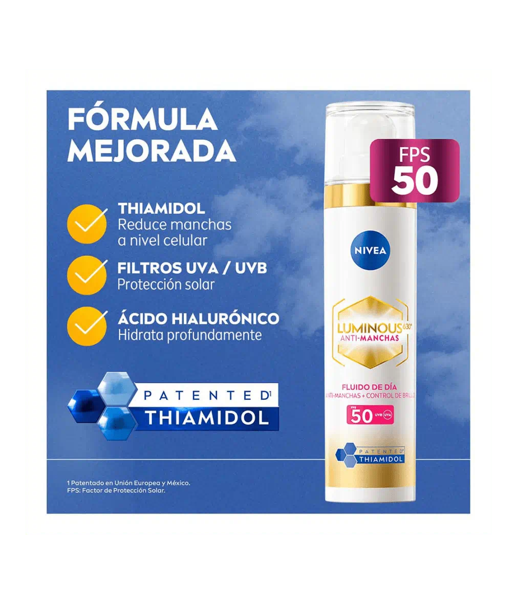 NIVEA Fluido Facial Aclarador de Piel FPS 50 – 40 ml Fluido facial antimanchas con alta protección solar para una piel más uniforme y luminosa - Imagen 3