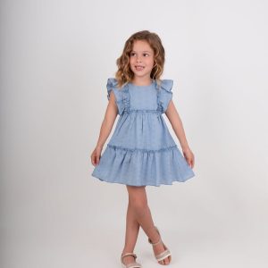 Vestido niña azul con volantes de Nekenia