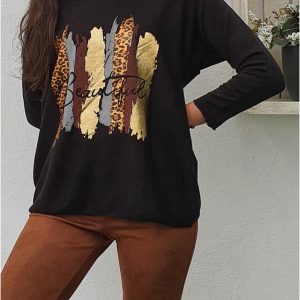 Jersey mujer con detalle animal print