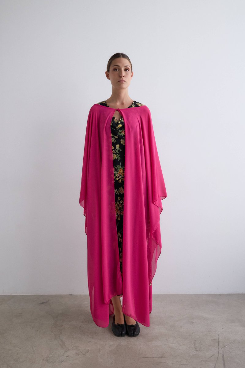 Capa de crepe larga rosa - Imagen 3