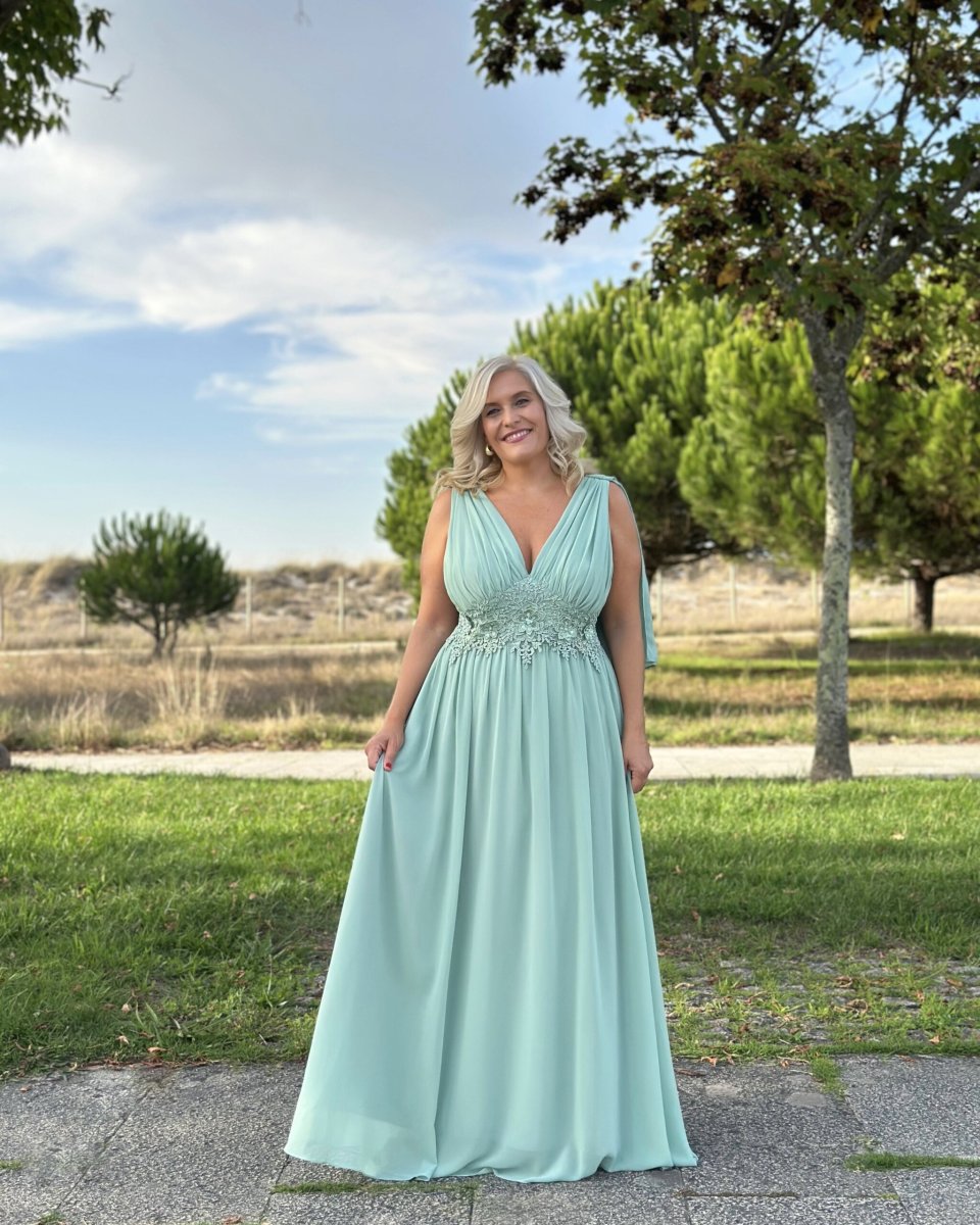 Vestido Capa Cintura Flores Curvy - Imagen 6