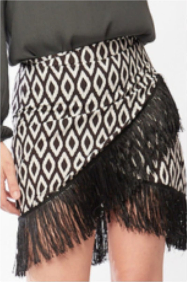 Mini falda mujer estampada flecos - Imagen 7