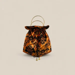 Bolso Saco naranja brocado