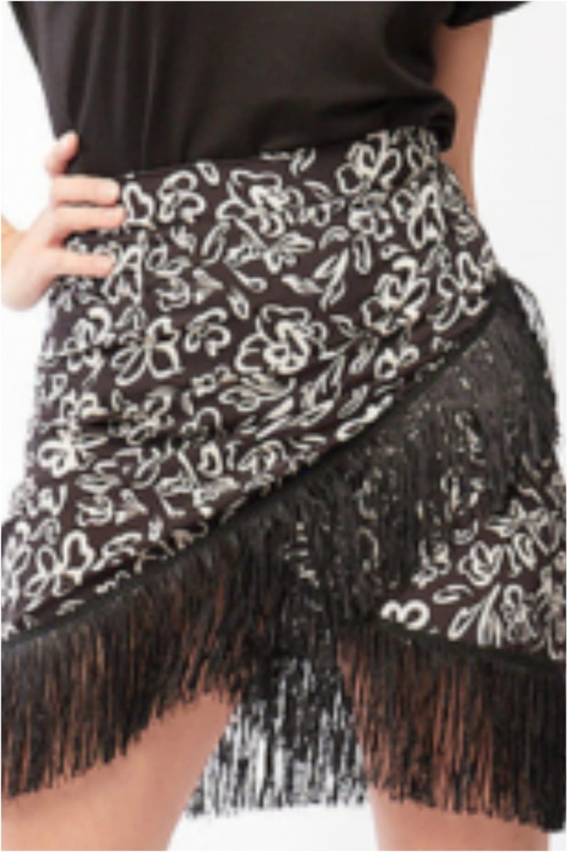 Mini falda mujer estampada flecos - Imagen 6