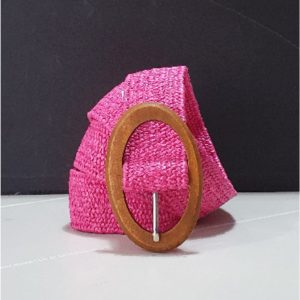Cinturón elástico mujer hebilla ovalada madera