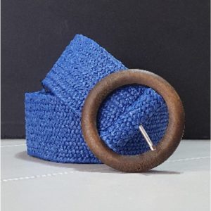 Cinturón elástico mujer hebilla redonda madera