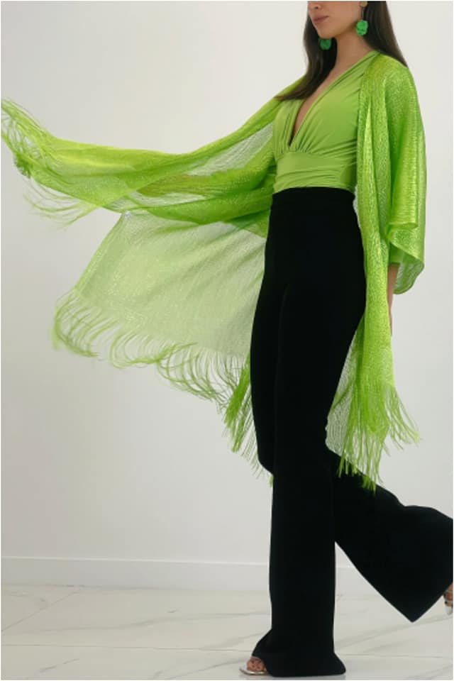 Kimono mujer brillo con flecos - Imagen 4