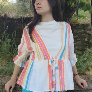 Chaqueta mujer estampada con volante