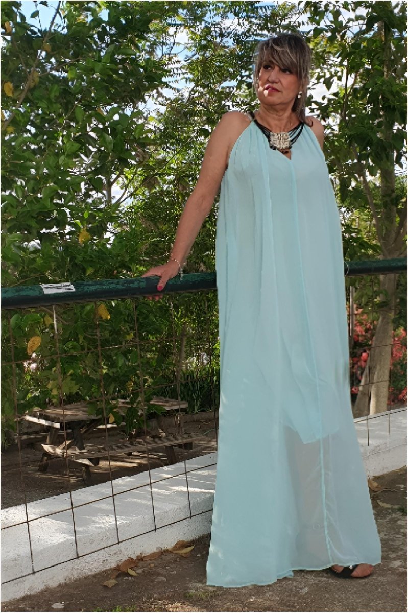 Vestido largo mujer vaporoso halter - Imagen 3