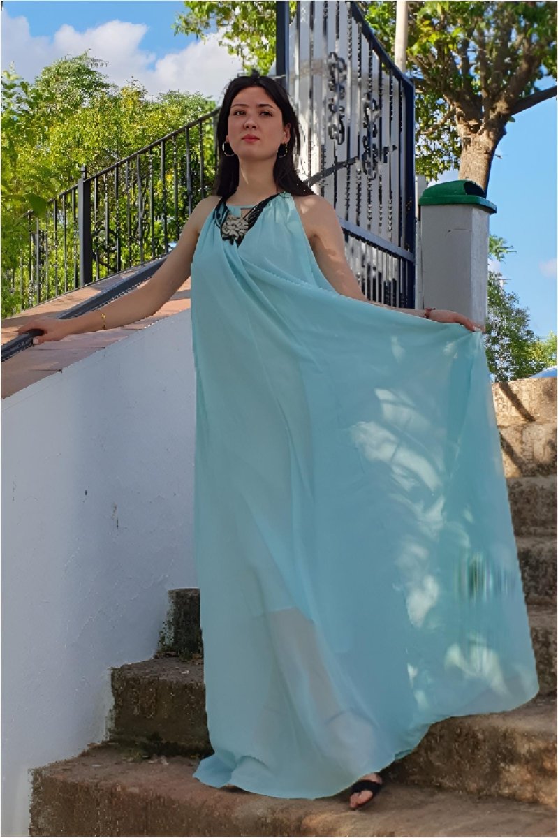 Vestido largo mujer vaporoso halter - Imagen 2