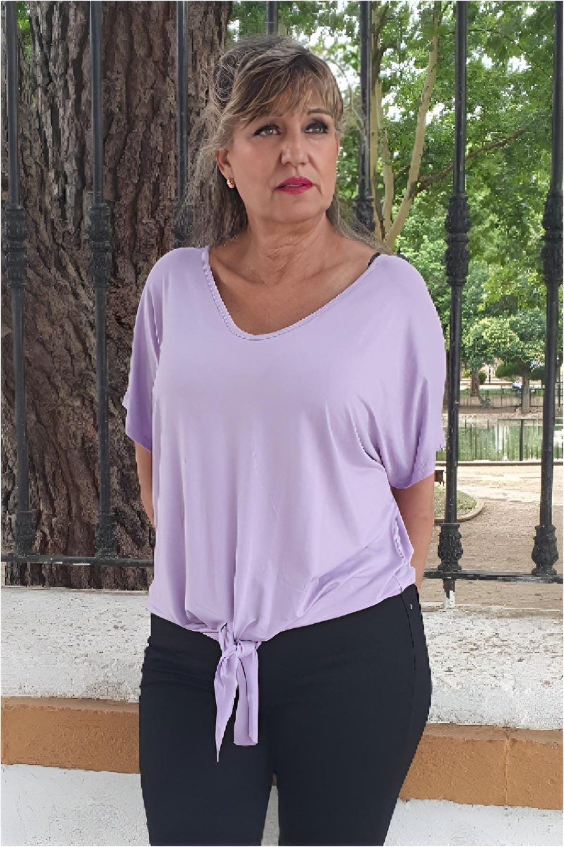 Blusa mujer viscosa con nudo - Imagen 3