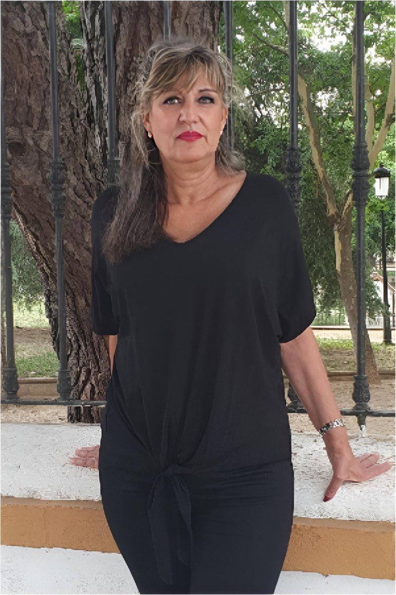 Blusa mujer viscosa con nudo - Imagen 4