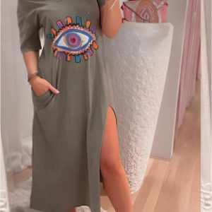 Vestido mujer largo ojo turco
